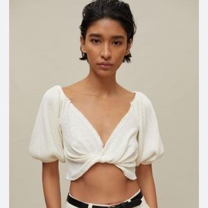 NWT Urban Outfitters Lena twist front top XS White